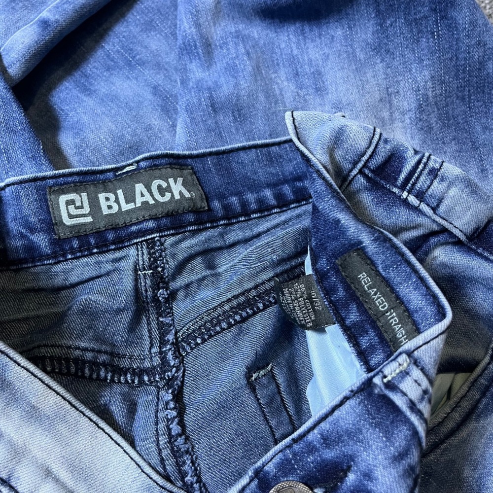 CJ Black Relaxed Straight Jeans 30x32 Blue Acid Wash Distressed Streetwear - Picture 3 of 9